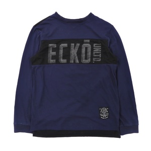 ECKO UNLTD. メッシュ切り替えロングスリーブTシャツ M ネイビー コットン ロゴプリント ナンバリング 00年代