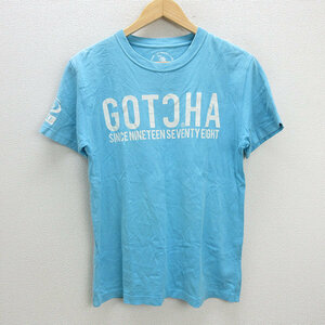 z# Gotcha /GOTCHA Logo print T-shirt [L] light blue /men's/60[ used ]