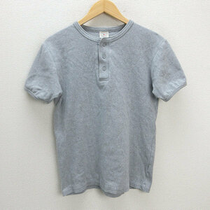 z■アヴィレックス/AVIREX　ヘンリーネック リブTシャツ【L】灰/men's/62【中古】■