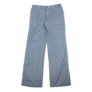 y# Lee /LEE Hickory полоса широкий Denim брюки # белый / темно-синий [W32]MENS/ образец /122[ б/у ]