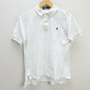 k■ラルフローレン/POLO Ralph Lauren 鹿の子地 半袖ポロシャツ【M】白/MENS■14【中古】