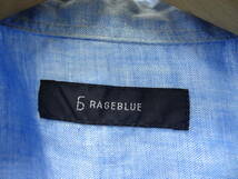 全国送料無料 レイジブルー RAGEBLUE メンズ 水色 半袖 麻 リネン100%素材 清涼感のあるシャツ Mサイズ_画像2