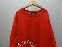 全国送料無料 ディッキーズ Dickies 美濃屋製 メンズ 半袖 赤色 右裾にBIGプリントオーバーサイズ仕様のTシャツ Lサイズ_画像3