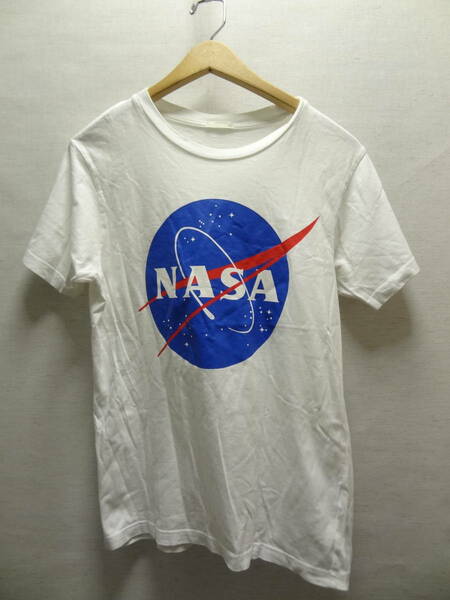 全国送料無料 ナサ NASA BIGプリント ジーユー GU メンズ & レディース 白色 半袖Tシャツ メンズ Sサイズ