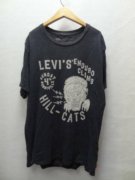 全国送料無料 リーバイス Levi's メンズ HILL-CATS プリント 半袖 黒色 Tシャツ Mサイズ(170/92A)