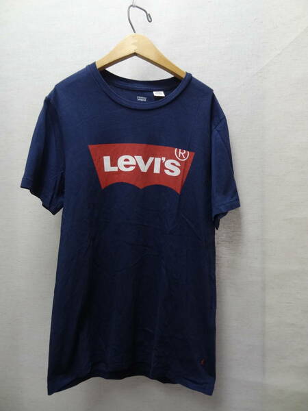 全国送料無料 リーバイス Levi's メンズ ボックスロゴプリント 半袖 紺色 Tシャツ Sサイズ(165/84A)