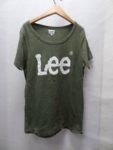 全国送料無料 リー Lee エドウィン製 レディース BIG ロゴプリント 半袖 カーキーグリーン色 Tシャツ Mサイズ_画像1