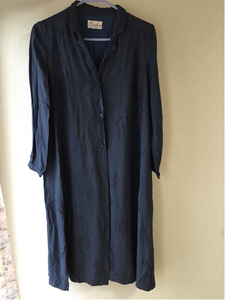 八分袖 ワンピース 紺色 ネイビー M ～ L サイズ 11号 シンプル ワンピ 七分袖 日本製 