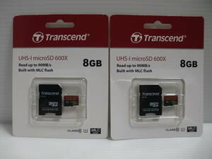 2枚セット　未使用・未開封品　8GB　Transcend　microSDHCカード　microSDカード　メモリーカード