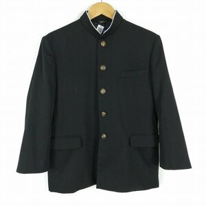 学生服 学ラン 170A 男子 トンボ 上着 丸洗い可 ウール混 標準型学生服 ラウンドカラー カシドス 黒 中古 ランクB a3 JJ5043