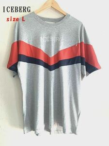  new goods * maximum price cut ICEBERG Iceberg unusual material switch short sleeves T-shirt gray series size L reference price 35,200