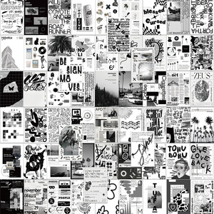 白黒　イラスト　素材　デザイナー　デザイン　雑誌　広告　おしゃれ　手帳カスタム　シール　ステッカー60枚S