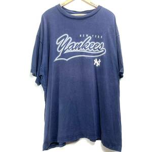 ■ PUMA MLB NEW YORK YANKEES ネイビー Tシャツ 古着 プーマ メジャー ヤンキース 野球 アメカジ ストリート スポーツ 茄子紺 ■