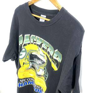 ■ 90s 90年代 ビンテージ TRUE-FAN NFL Green Bay Packers NFC CONFERENCE CHAMPIONS Tシャツ サイズXL ブラック アメフト パッカーズ ■の画像4