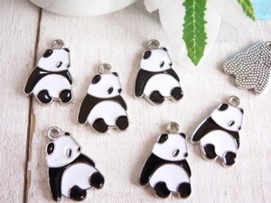  charm Panda 6 piece . seat . charm silver handicrafts parts handmade materials #2871