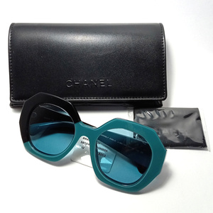 [chs6] new goods CHANEL Chanel sunglasses I wear black & green black × green frame 9080-Awe Lynn ton 1661/80 53*21