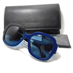 [chs7] new goods CHANEL Chanel sunglasses I wear black & navy black × navy blue frame 5373-Awe Lynn ton 1665/80 57*19