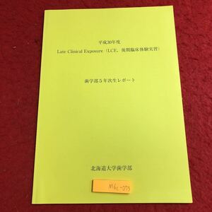 M6c-073 Late Clinical Exposure LCE、後期臨床体験実習 歯学部5年次生レポート 発行日不明 北海道大学歯学部 資料 研修 レポート 歯科