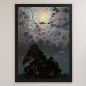 ステファン・ポポースキー『松』絵画 アート 光沢 ポスター A3 バー カフェ クラシック インテリア 風景画 自然 夜景 月