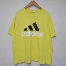 90s■adidas アディダス■パフォーマンス ロゴ Tシャツ■メンズ M イエロー SHERWOOD デカ ビッグ■ビンテージ old 70s 80s_画像1