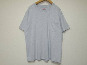 ■ヘインズ Hanes×UNITED ARROWS GREEN LABEL RELAXING■BEEFY ポケット Tシャツ■メンズ L 霜降りグレー 無地 別注 コラボ ポケT