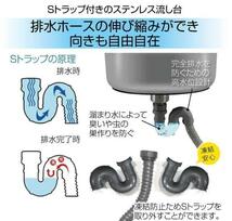 格安758流し台 ステンレス製（幅55cm 奥行50cm 高さ80cm）水栓付き diy ガーデンシンク 屋外 庭 KB55_画像3