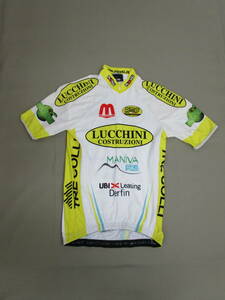 W.23G13 CIJ * postage 230 jpy fixed amount * cycling jersey ROSTI S size white & yellow color USED *