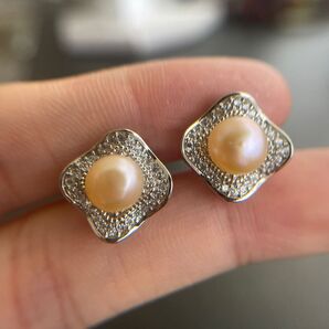 6月の誕生石.天然真珠.パール 6.5mm ピアス