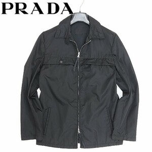 ◆PRADA プラダ ナイロン×メッシュ 切替 Wジップ ドッキング ジャケット 黒 ブラック 40