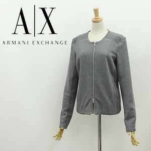 ◆ARMANI EXCHANGE アルマーニ エクスチェンジ サイドストレッチ 裏起毛 ノーカラー Wジップ ジャケット グレー S