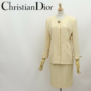 *Christian Dior Christian Dior Logo button no color jacket & skirt suit setup cream 9