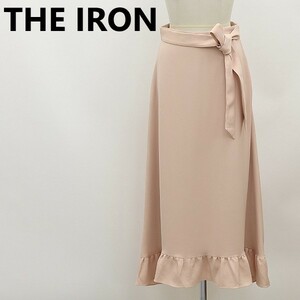 ◆THE IRON アイロン RUFFLED-HEM SK ベルト付 ヘム スカート ピンク S