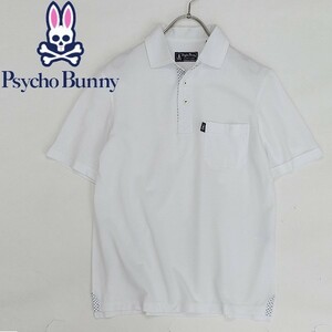 美品◆Psycho Bunny サイコバニー 花柄使い ポケット コットン 鹿の子 ポロシャツ ホワイト M