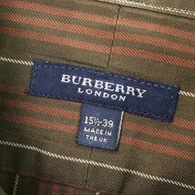 ◆BURBERRY LONDON バーバリーロンドン マルチストライプ柄 ロゴ刺繍 コットン 長袖 シャツ 39_画像5