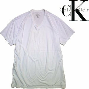 1点物◆CKカルバンクライン白無地VネックTシャツ古着メンズXL/2XLレディースOKアメカジブランド90sストリートスポーツ/ビッグサイズ558885