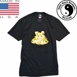 1点物◆USA製タウンアンドカントリーT&C黒プリントTシャツ古着メンズMレディースOKアメカジブランド90sストリート/スポーツ中古/丸首559085