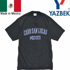 1点物◆メキシコ製YAZBEK黒プリントTシャツ古着メンズMLレディースOKアメカジブランド90sストリート/スポーツ中古ブラック丸首レトロ559088