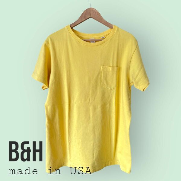 B&H Ｔシャツ イエロー USA製 ポケットTシャツ 胸ポケット