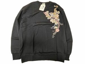 【花虎】■黒■Lサイズ■5830円■トレーナー■むかしむかし 和柄 立体プリント