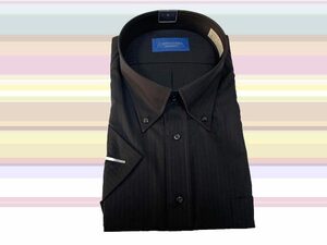 EHBW80-80-N002-962■黒系■4L（47）■半袖ドレスシャツ■形態安定 ボタンダウン CARPENTARIA 軽くて涼しい涼感素材アゼック ワイシャツ