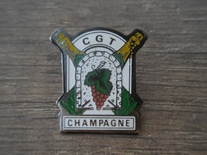 フランス☆古いピンズ 【CGT CHAMPAGNE】 ピンバッジ PINS ピンズ シャンパン