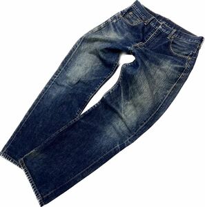 LEVIS ☆ 502 レプリカ 復刻 ビッグE 赤耳 セルビッチ デニムパンツ 渋い縦落ち◎ インディゴ W33 アメカジ 古着 定番 リーバイス■Ja6278