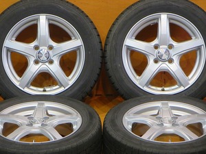 美品 溝あり【ダンロップウインターマックス 185/60R15 84Q】15インチ 5.5J+42 PCD100-4H アクア ヤリス フィット スイフト ポルテ