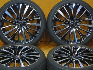 美品 溝あり【Weds レオニスVT ダンロップ ルマンV 225/40R18 92W】18インチ 7J+47 PCD114.3-5H セレナ エスクァイア ヴォクシー ノア