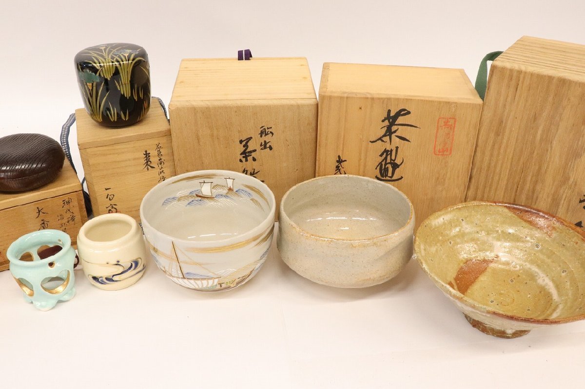 1円~◇おたからや◇T242 茶道具まとめ 棗/奥津一心斉/花菖蒲蒔絵、蓋