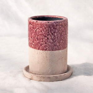  plant pot glaze ceramics made interior pot cylinder purple / 4 number 4 size *φ11×H16.5cm