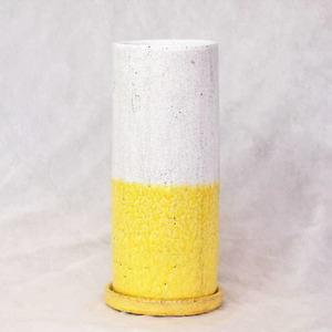 植木鉢 釉薬陶器製 インテリアポット シリンダー イエロー 黄(RA-AD023-180YE) φ17.5cm×H45cm（6号）