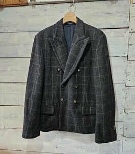  прекрасный товар *DOLCE&GABBANA Dolce&Gabbana tailored jacket двойной pi-k гонг peru твид шерсть мужской Италия производства в клетку 