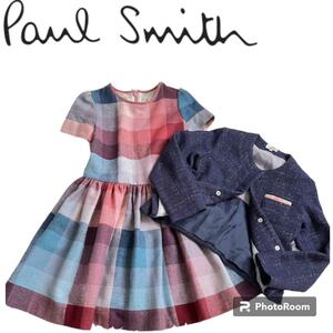 Paul Smith JUNIOR Paul Smith Junior выставить шерсть проверка One-piece юбка в складку 