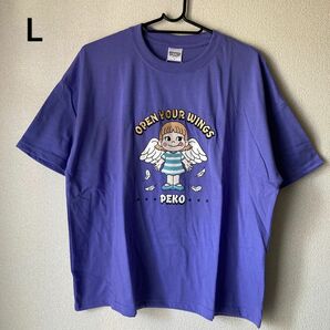 【新品】ペコちゃん　飛ぶキャラ　刺繍　半袖　Tシャツ　レディース　L ワイドシルエット